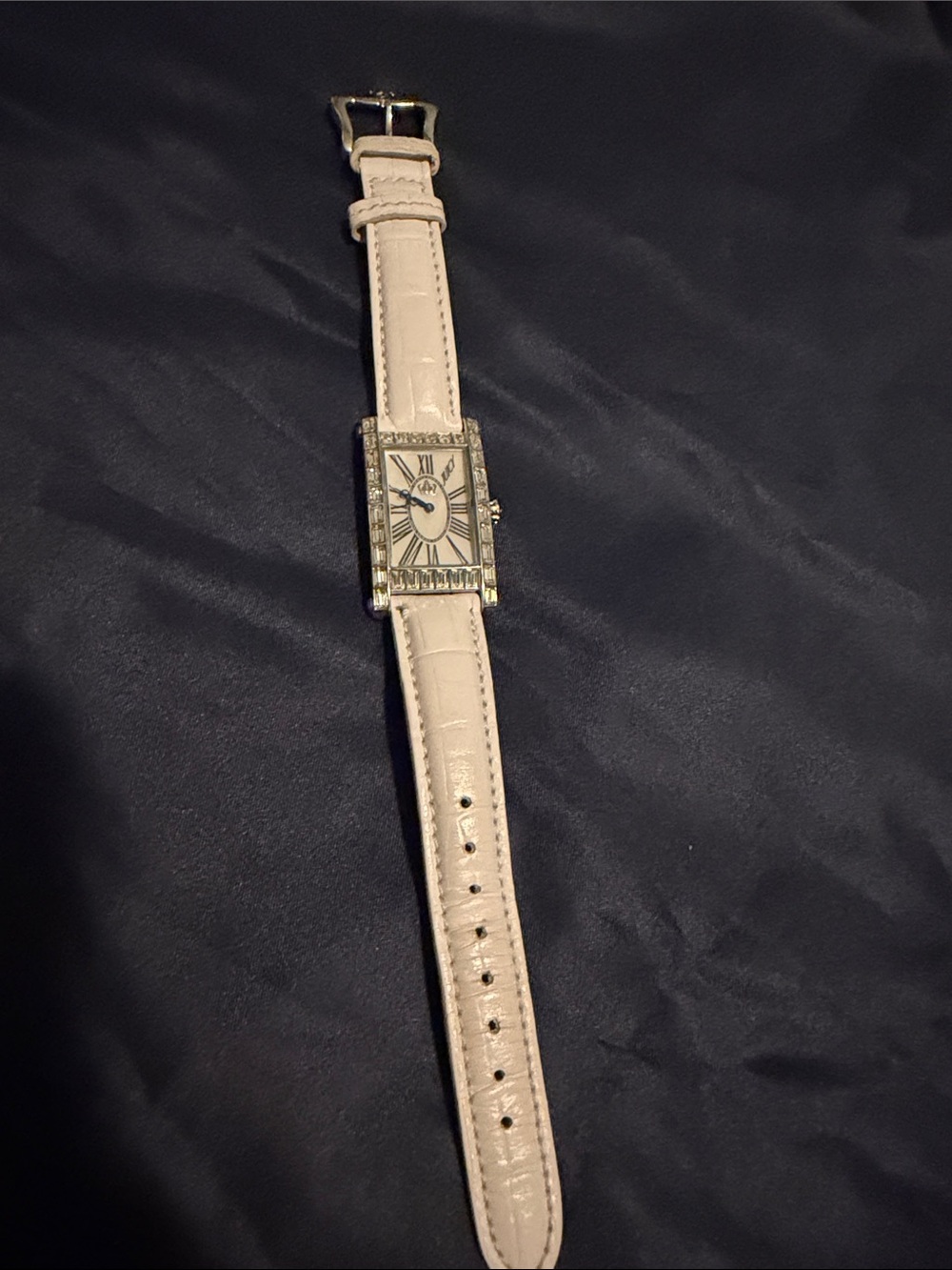 Juicy Couture Ivory Crystal-Trim Rectangular Dress Watch